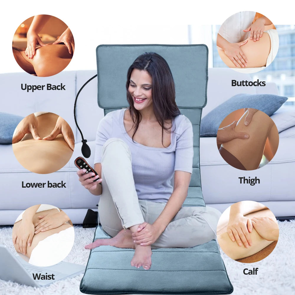 Electric Back Massage Cushion Heating Cervical Spine Neck Massager Chair Pad Full-Body Fatigue Relief Shiatsu Vibration Mattres