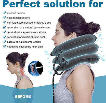 Cervical Neck Traction Device &Inflatable Adjustable Neck Stretcher Provide Neck Support Neck Traction and Neck Pain Relief,Neck Brace and Cervical Traction Device Is the Neck Care Equipment