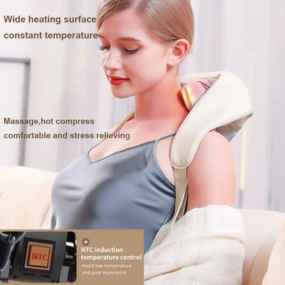 Neck Shoulder Cervical Back Massager Masajeador Kneading Shawl Massage Machine Heating Massageador Fatigue Relieve