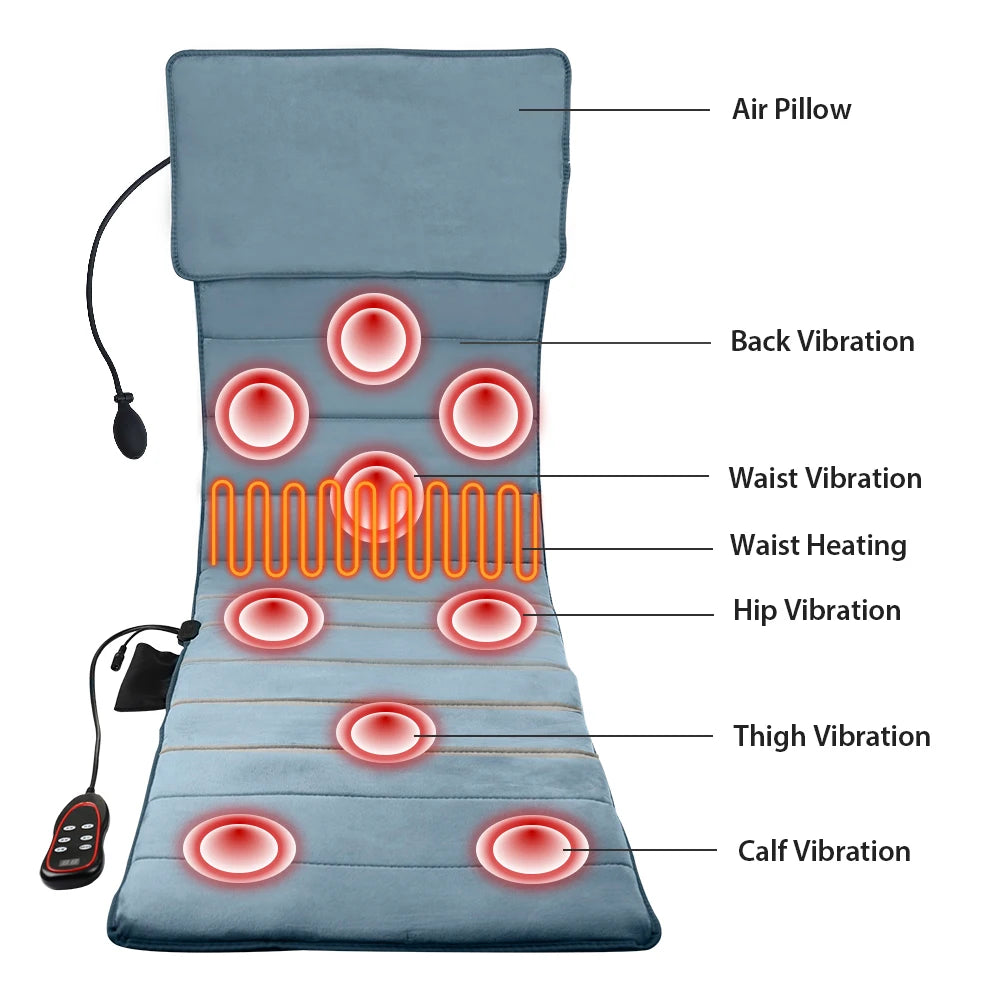 Electric Back Massage Cushion Heating Cervical Spine Neck Massager Chair Pad Full-Body Fatigue Relief Shiatsu Vibration Mattres