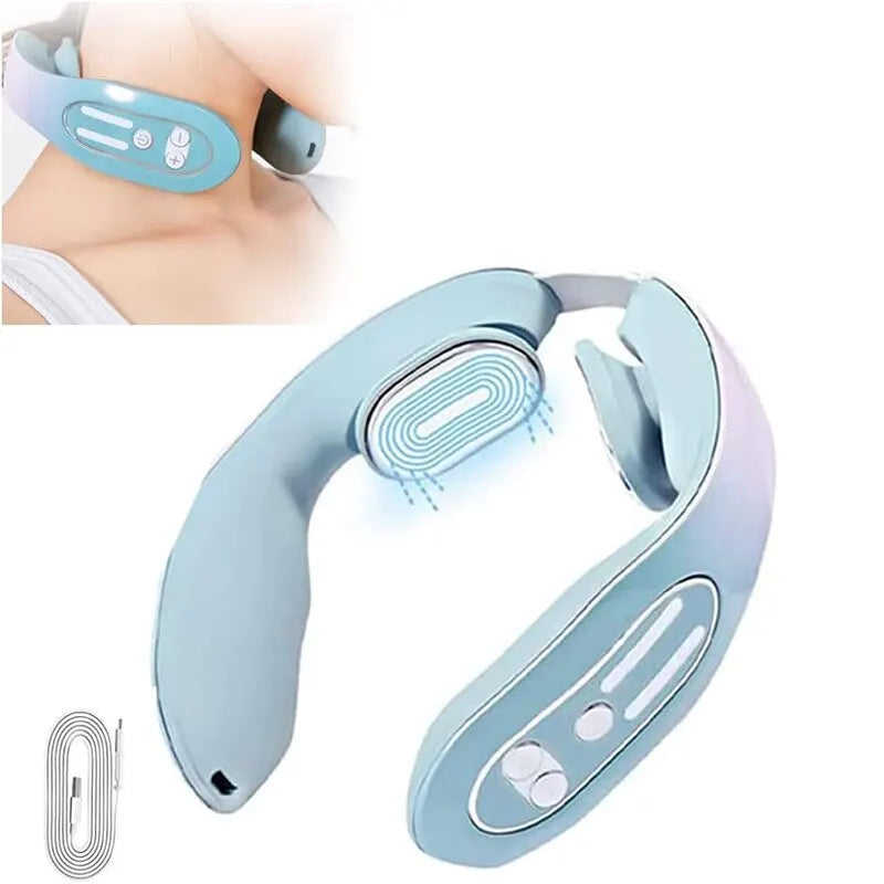 2 Massage Head and Neck Massagers Shoulder Kneading and Relaxation Blue Light Hot Compress Gradient Color Massager