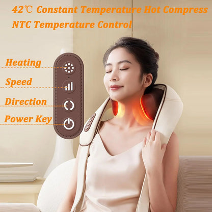 Shoulder and Neck Massager with Heat Deep Tissue for Pain Relief Electric Air Compress Kneading Heated Back Body Massage