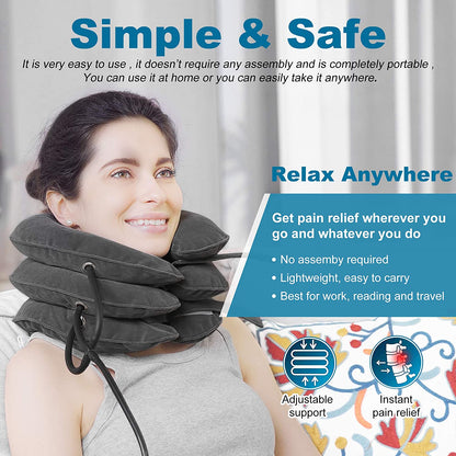 Cervical Neck Traction Device &Inflatable Adjustable Neck Stretcher Provide Neck Support Neck Traction and Neck Pain Relief,Neck Brace and Cervical Traction Device Is the Neck Care Equipment