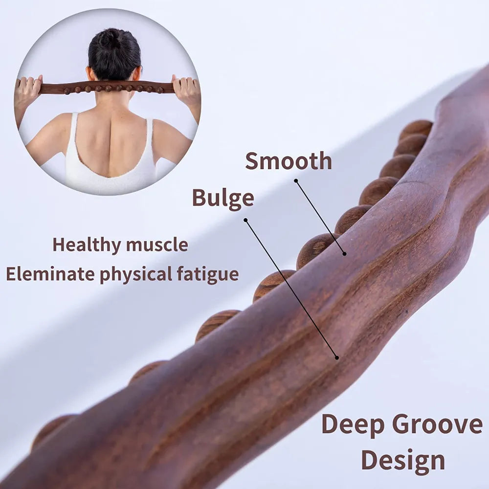 Wood Lymphatic Drainage Massager Handheld Massage Stick Lymphatic Drainage Tools for Neck Back Pain Relief Stomach Body Shaping