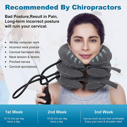 Cervical Neck Traction Device &Inflatable Adjustable Neck Stretcher Provide Neck Support Neck Traction and Neck Pain Relief,Neck Brace and Cervical Traction Device Is the Neck Care Equipment