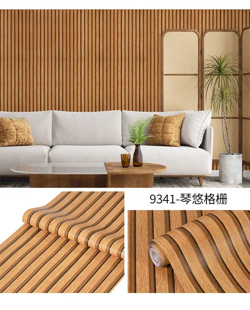 3D Effect Oak Wood Retro Wallpaper