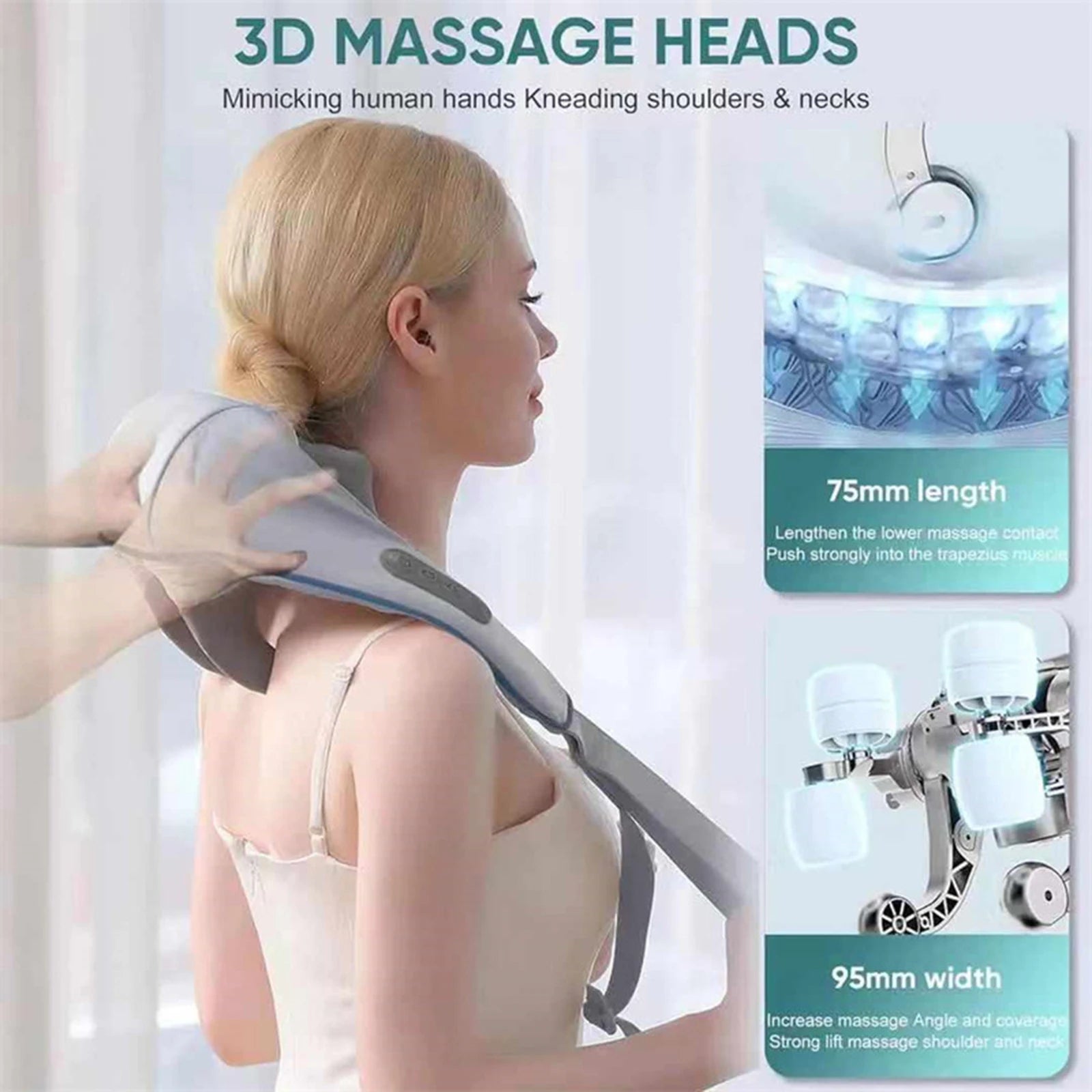 Neck Massager with Heat Neck and Back Massager Rechargeable Shoulder and Neck Massage Shawl for Family Female