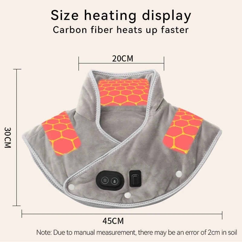 Electric Shoulder Neck Pad Heated Therapy Massage Vibration Shawl Cervical Pain Relief Relieve Fatig Warmer Back Support Tools